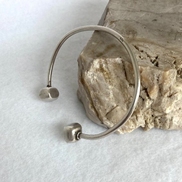 Sterling Silver 925 Modernist Style Square Capped Charm Cuff Bracelet Size 7" - Picture 8 of 16